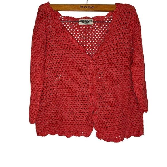 Norm Thompson Crochet Open Front Cardigan Sweater - Picture 1 of 5